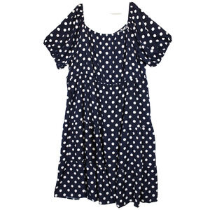 BloomChic Navy Polka Dot Midi Dress